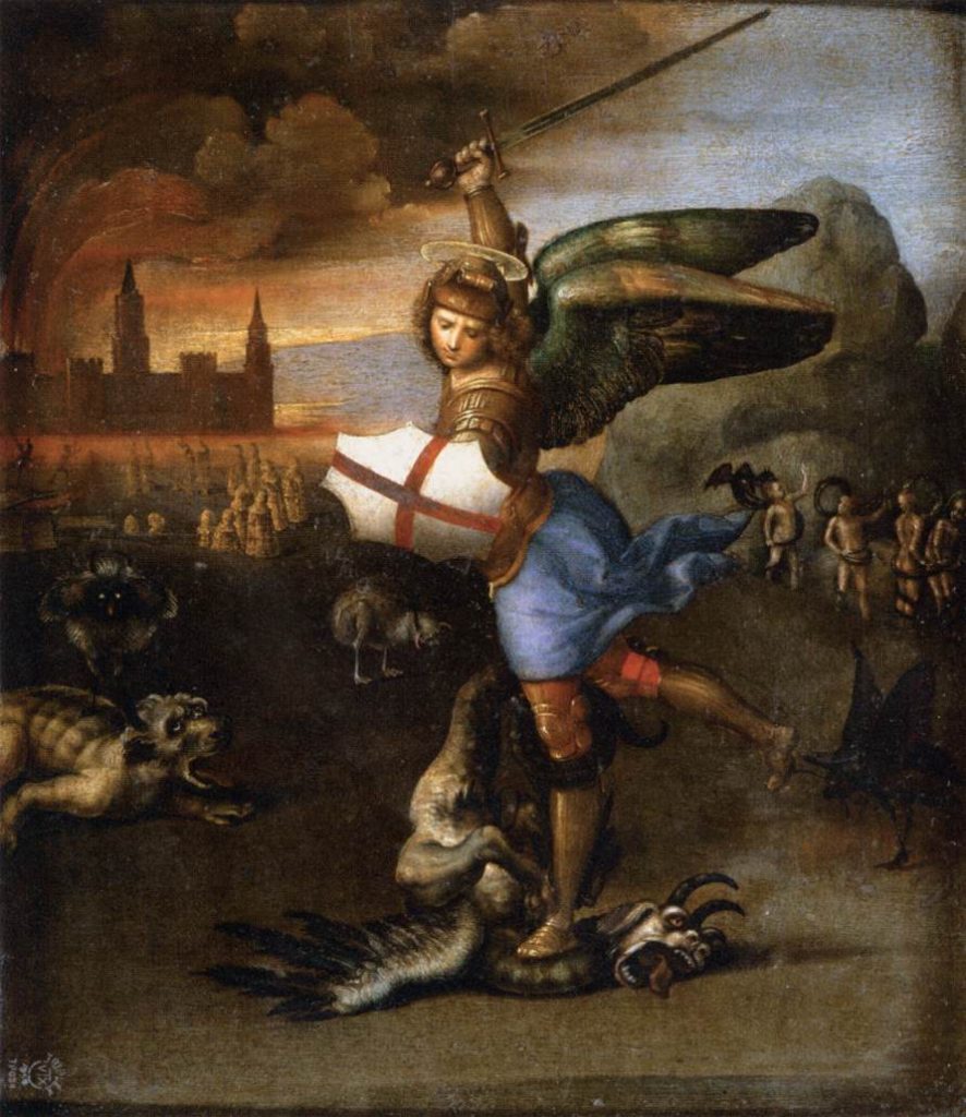 A painting of Saint Michael to illustrate the celebration of Michaelmas.