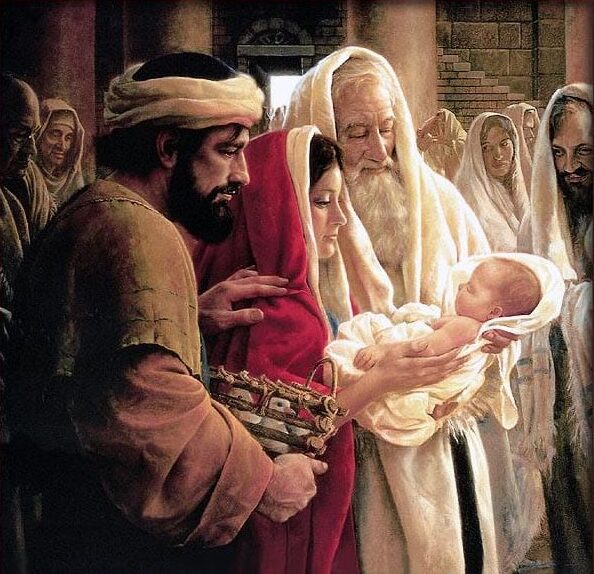 A painting that depicts the Presentation of the Lord for a Candlemas celebration.